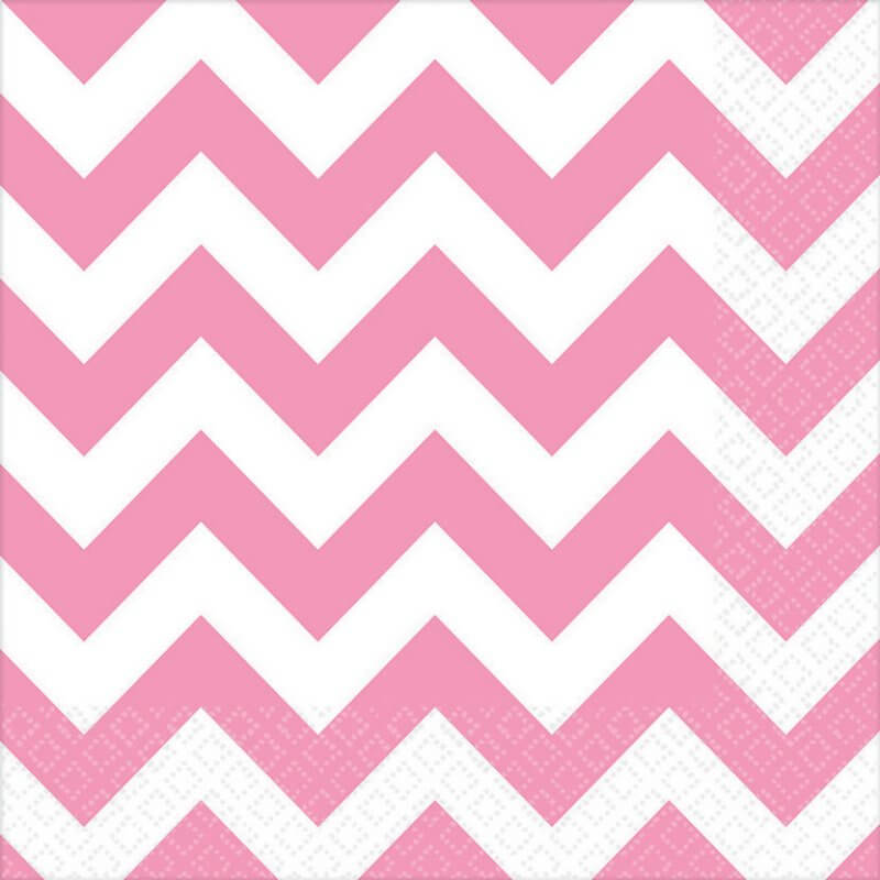 Chevron Lunch Napkins 16 Pack - New Pink