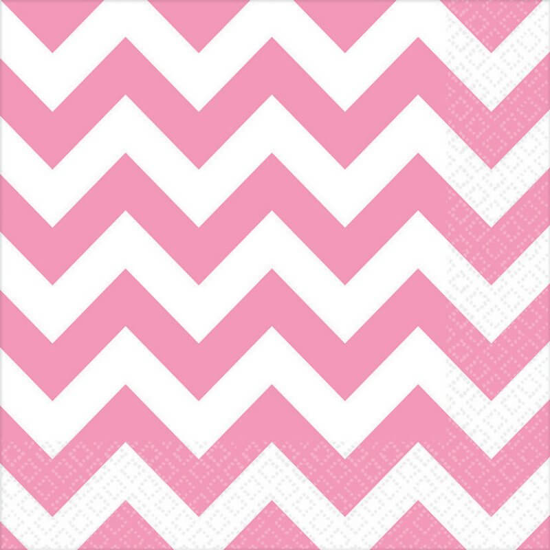 Chevron Lunch Napkins 16 Pack - New Pink