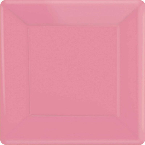 20pk Square Paper Plates 26cm New Pink Party Supplies