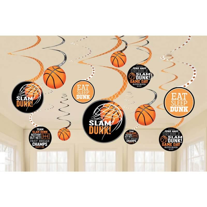 Amscan Nothing But Net Basketball Spiral Hanging Decorations