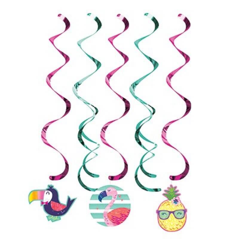 Amscan Pineapple N Friends Dizzy Danglers Hanging Swirls 5 Pack