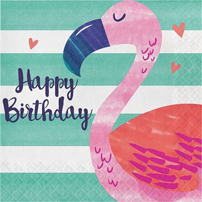 Amscan Pineapple N Friends Happy Birthday Paper Lunch Napkins 16 Pack pink flamingo