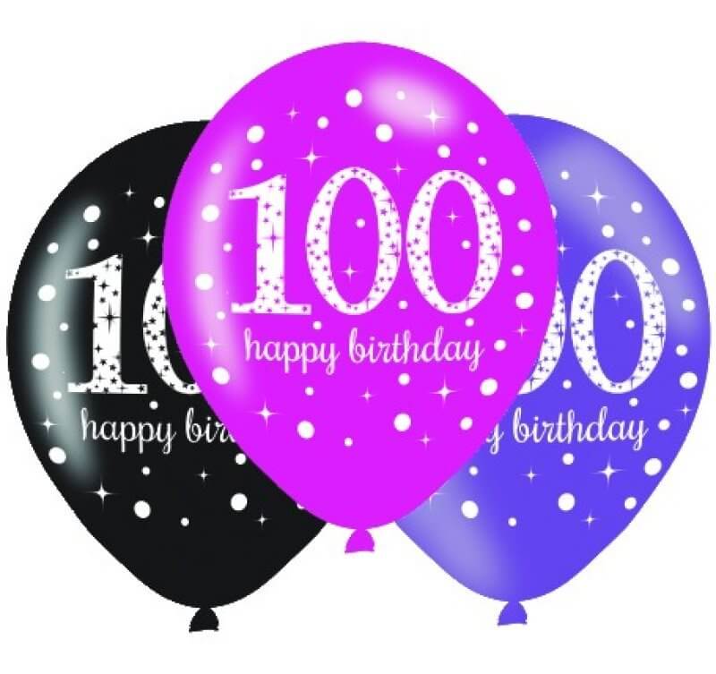Amscan Pink Celebration 100 30cm Latex Balloon 6 Pack