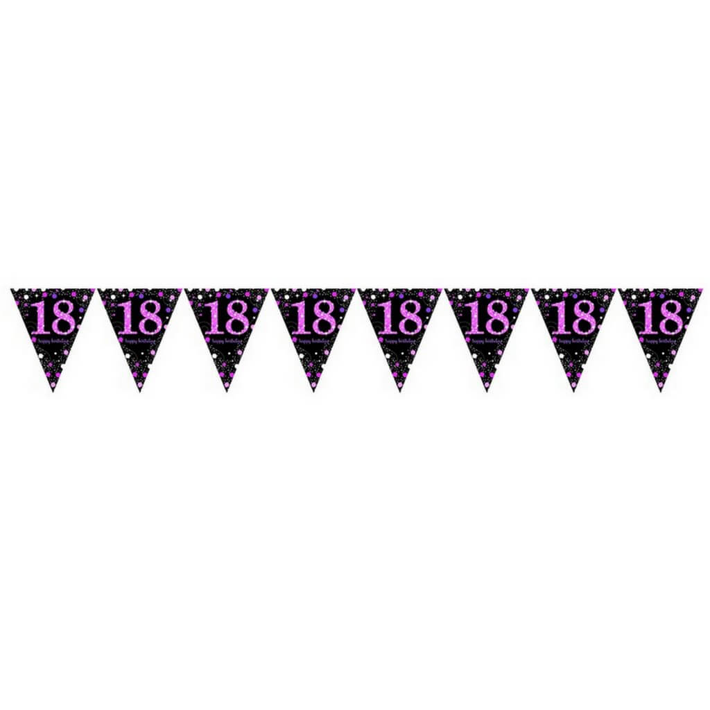 Pink Celebration 18 Prismatic Plastic Pennant Banner