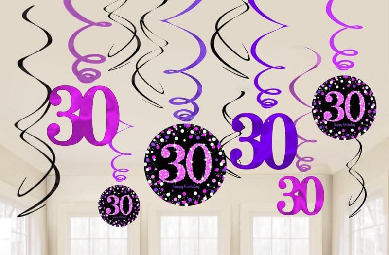 Pink Celebration Age 30 Swirls Value Pack