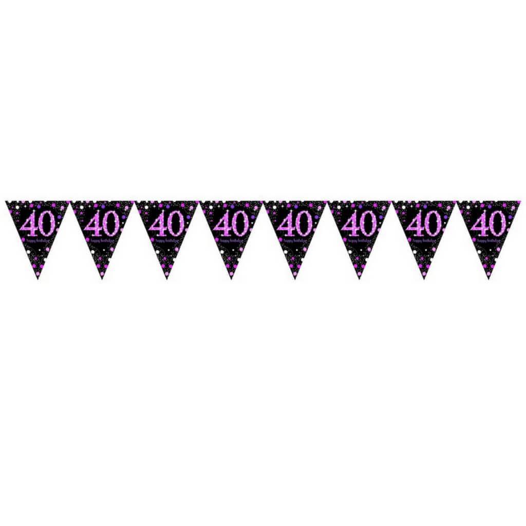 Pink Celebration 40 Prismatic Plastic Pennant Banner