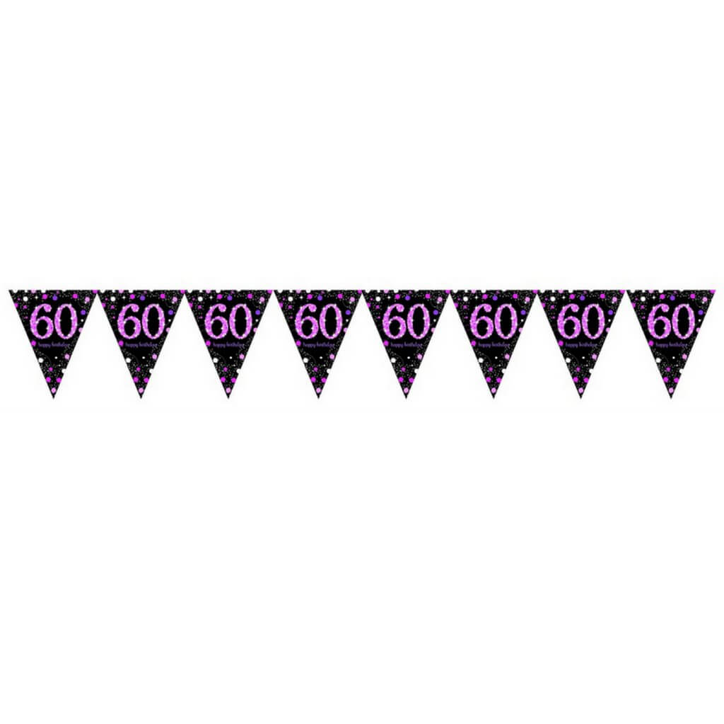 Pink Celebration 60 Prismatic Plastic Pennant Banner