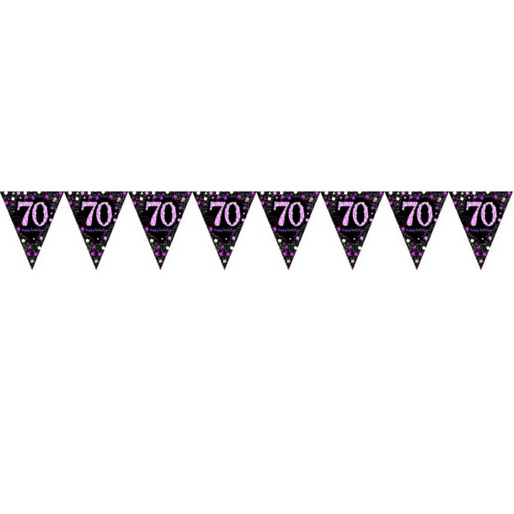 Pink Celebration 70 Prismatic Plastic Pennant Banner