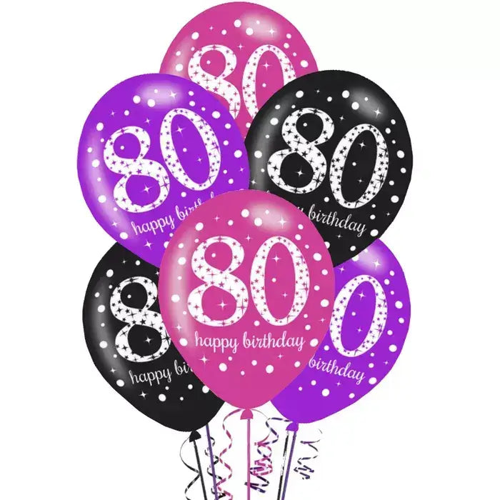 Amscan Pink Celebration 80 30cm Latex Balloons 6 Pack