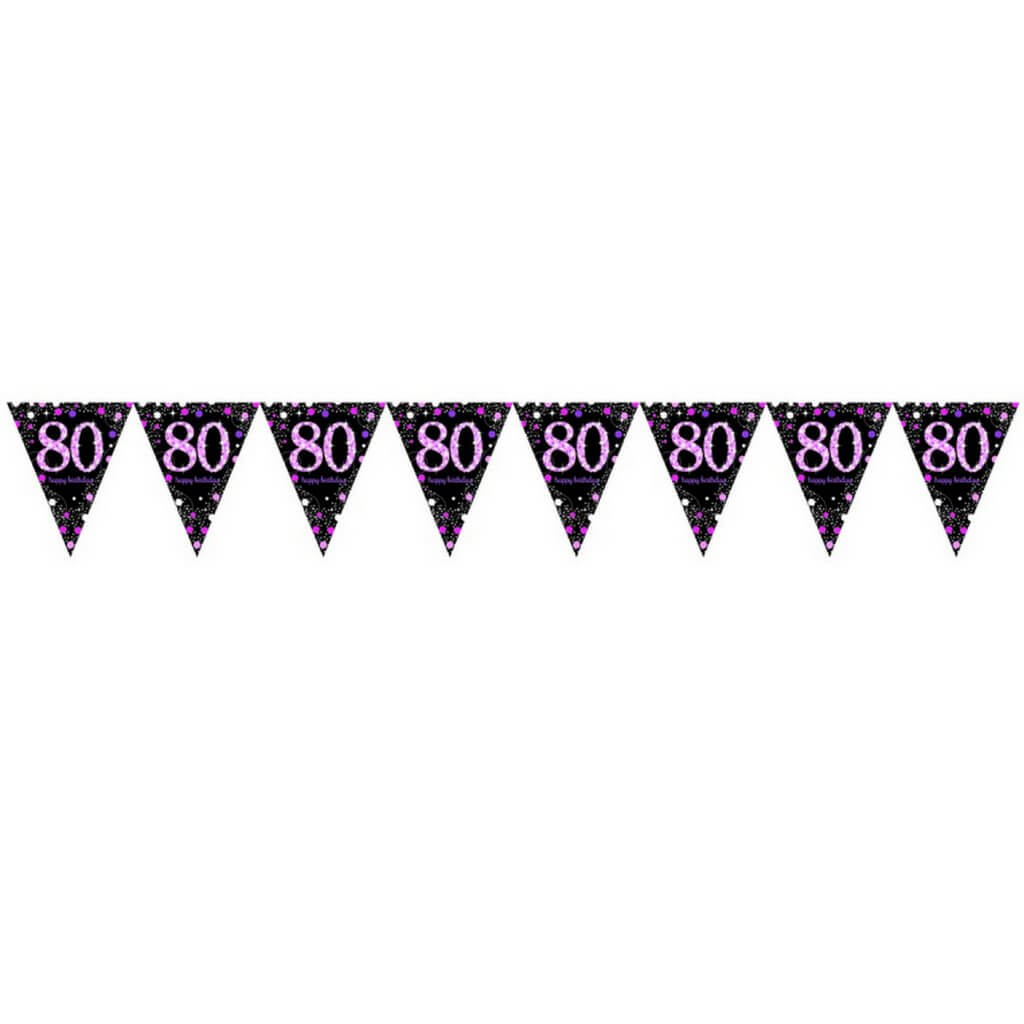Pink Celebration 80 Prismatic Plastic Pennant Banner