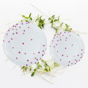 Premium Plastic Plates 20 Pack - New Pink Dots