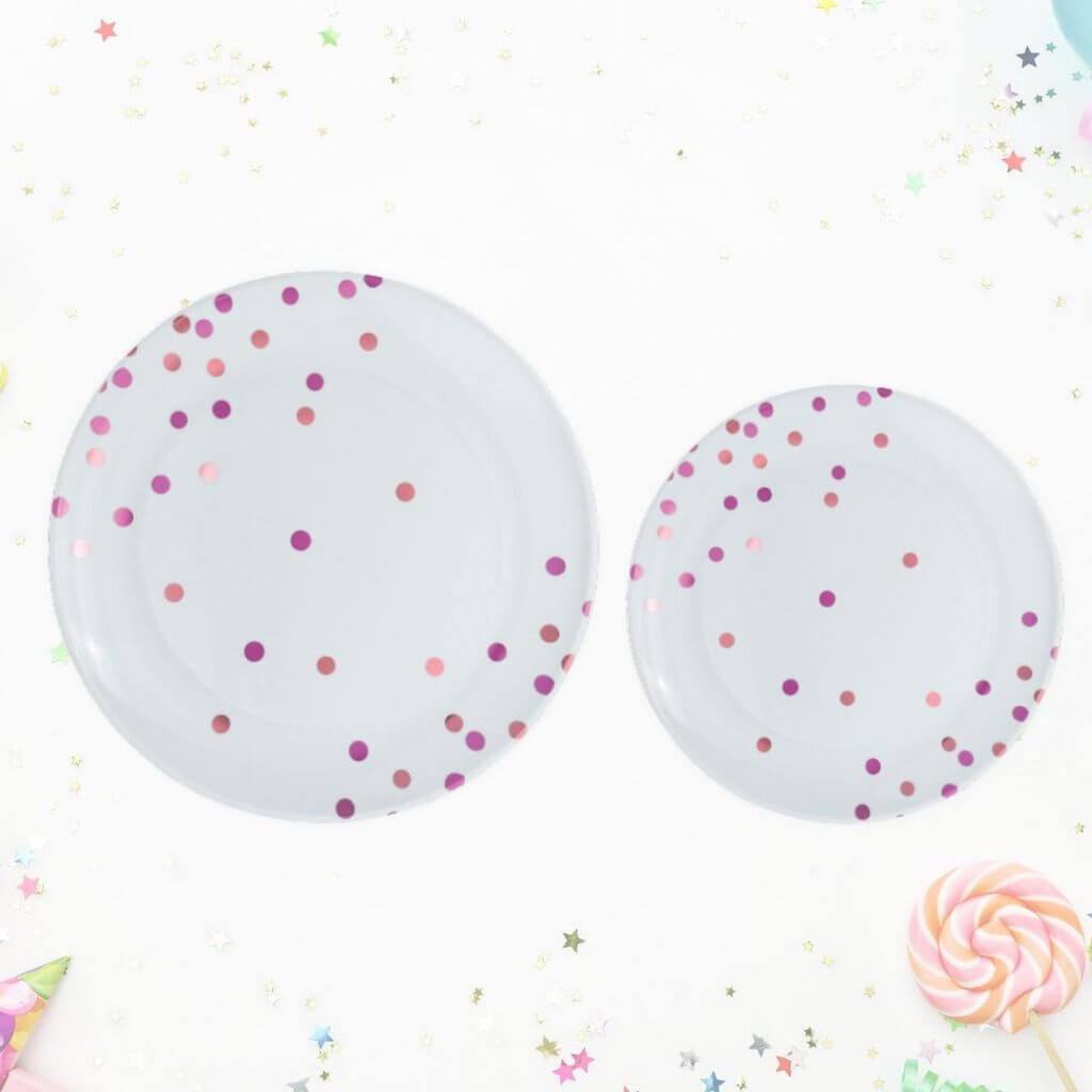 Premium Plastic Plates 20 Pack - New Pink Dots