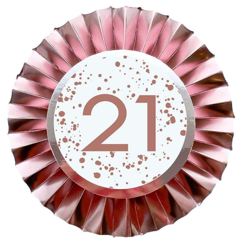 Amscan Rose Gold 21 Rosette Badge