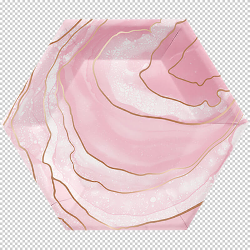 Amscan Rose Gold Foil 'Rose All Day' Hexagonal Lunch Plates - Geode Design