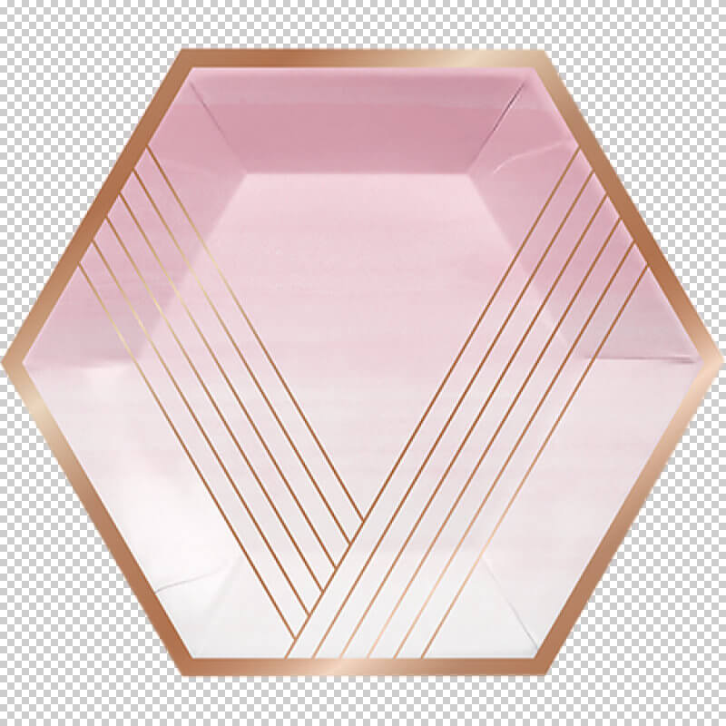 Amscan Rose Gold Foil 'Rose All Day' Hexagonal Stripes Banquet Plates