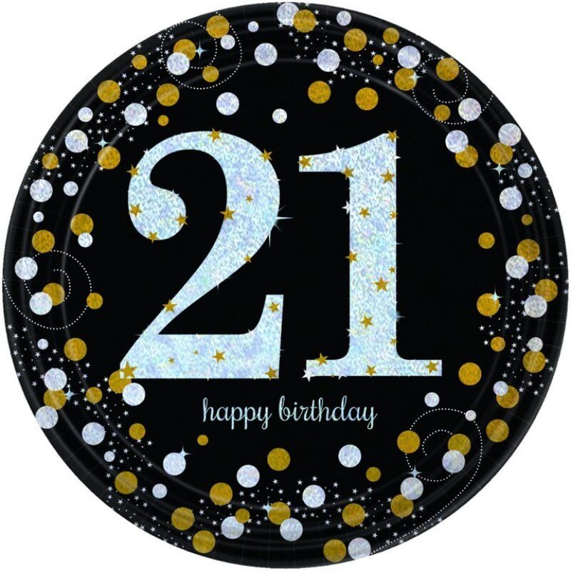 Sparking Celebration 21st Birthday Prismatic Plates