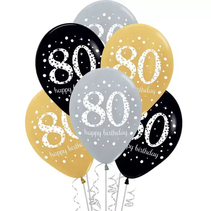 Amscan Sparkling Celebration 80 30cm Latex Balloons 6 Pack