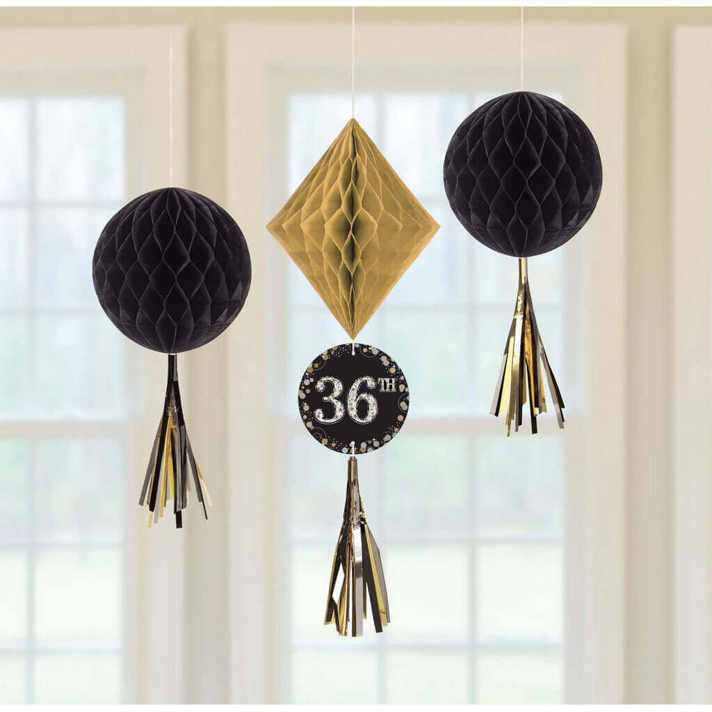 Sparkling Celebration Add-Any-Age Honeycomb Hanging Decorations