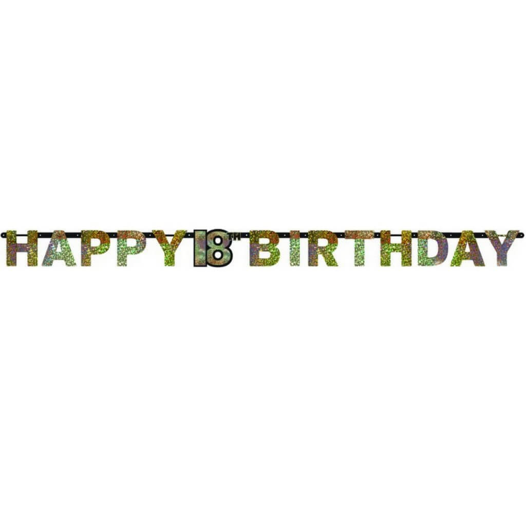 Sparkling Celebration Happy 18th Birthday Prismatic Letter Banner