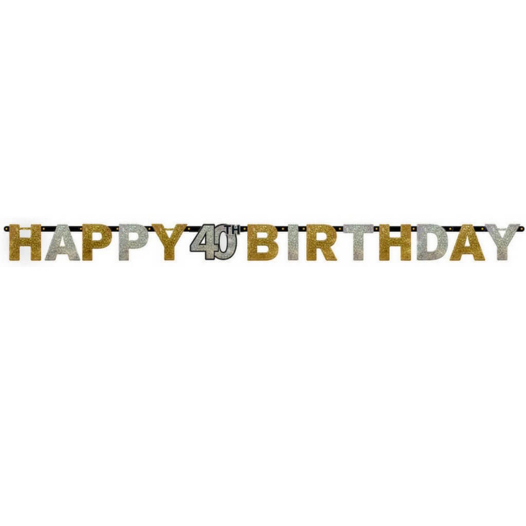 Sparkling Celebration Happy 40th Birthday Prismatic Letter Banner
