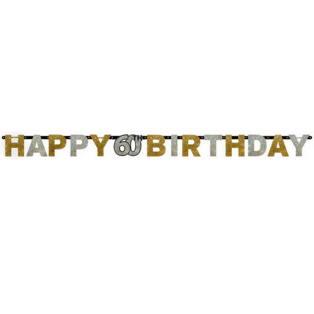 Sparkling Celebration Happy 60th Birthday Prismatic Letter Banner