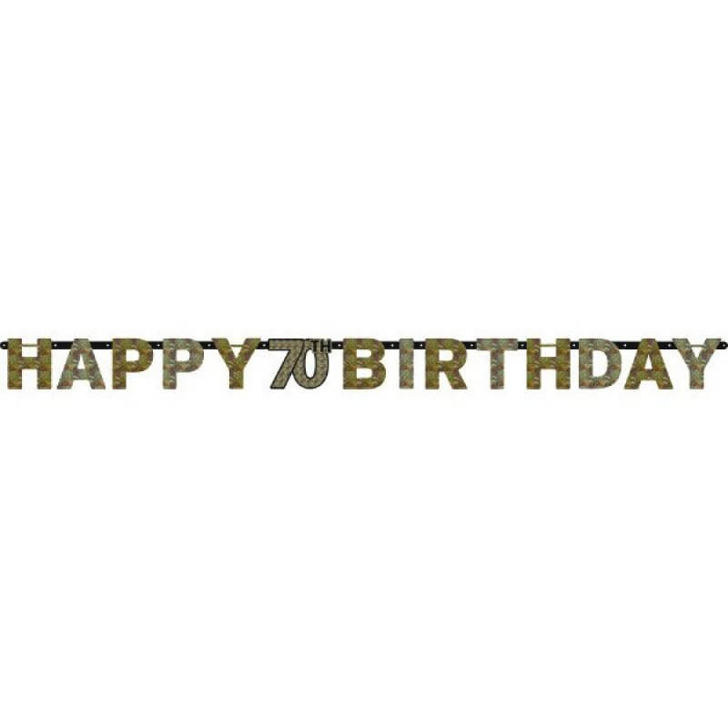 Sparkling Celebration Happy 70th Birthday Prismatic Letter Banner