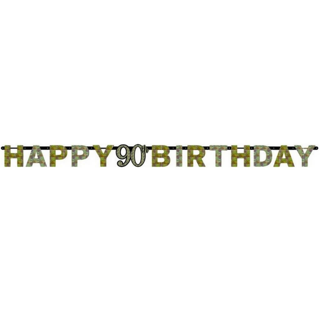 Sparkling Celebration Happy 90th Birthday Prismatic Letter Banner