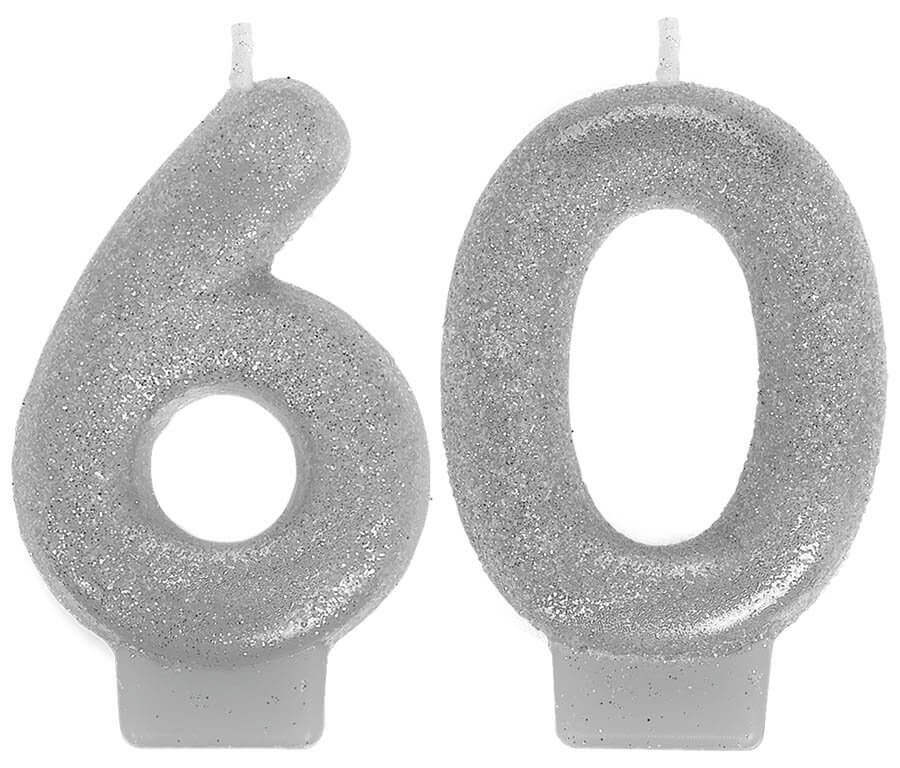Sparkling Celebration Numeral Candles 60th Birthday
