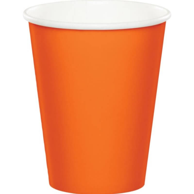 Amscan Sunkissed Orange Paper Cups 266ml 24 Pack