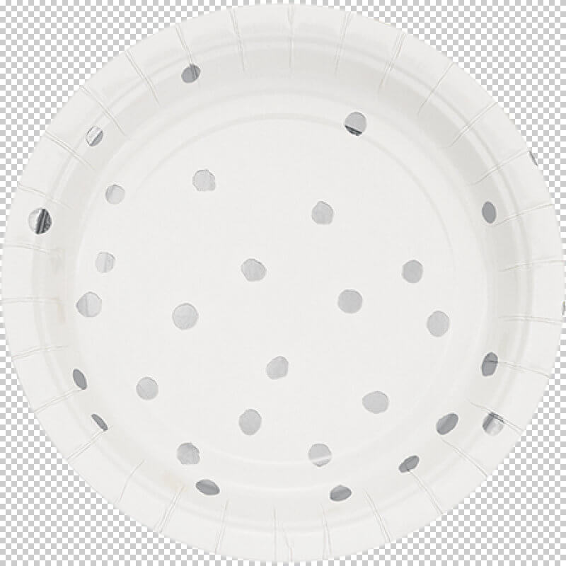 Touch of Colour White & Silver Foil Polka Dot Lunch Plates
