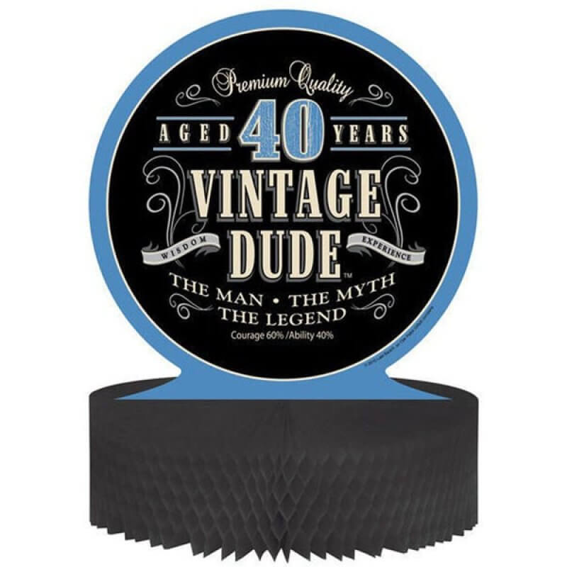 Amscan Vintage Dude 40th Birthday Centrepiece Honeycomb 30cm