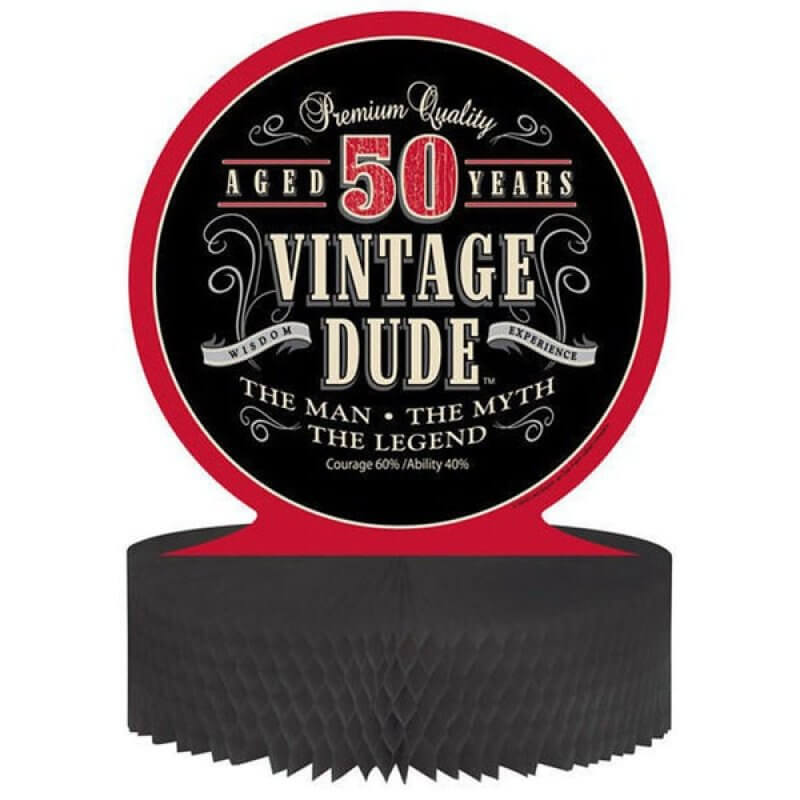 Amscan Vintage Dude 50th Birthday Centrepiece Honeycomb 30cm