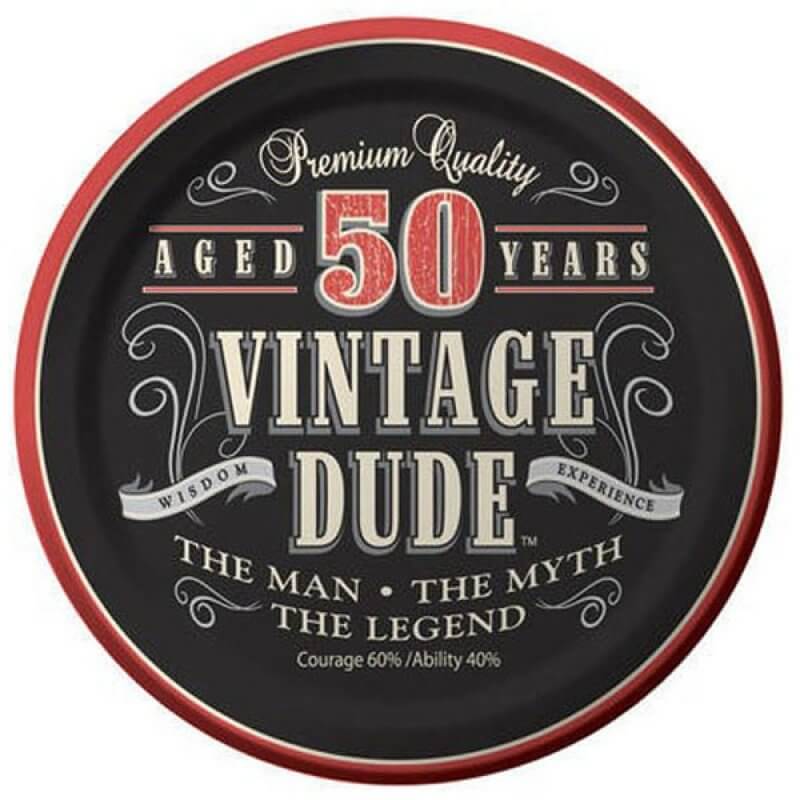 Amscan Vintage Dude 50th Birthday Paper Lunch Plates 8 Pack