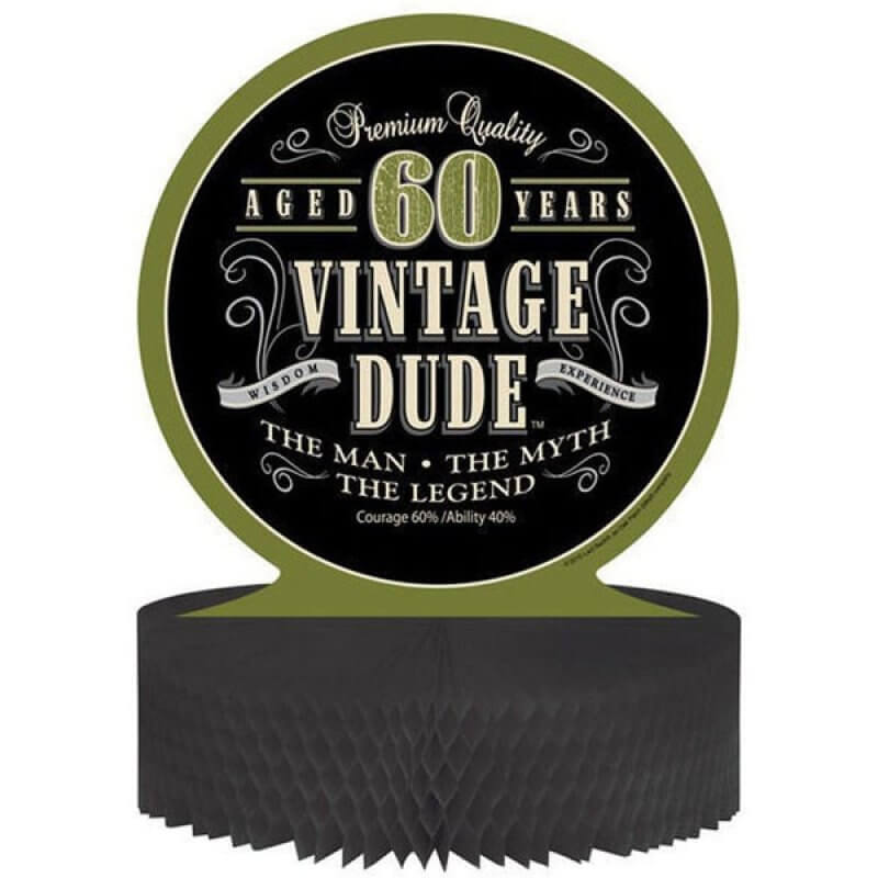 Amscan Vintage Dude 60th Birthday Centrepiece Honeycomb 30cm