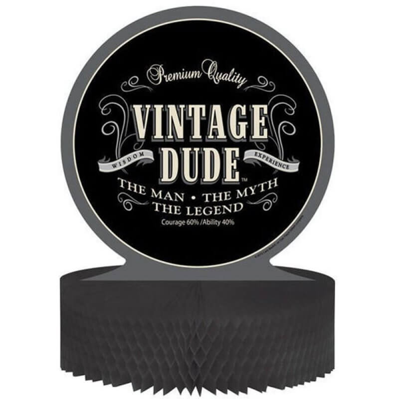 Amscan Vintage Dude Birthday Centrepiece Honeycomb 30cm