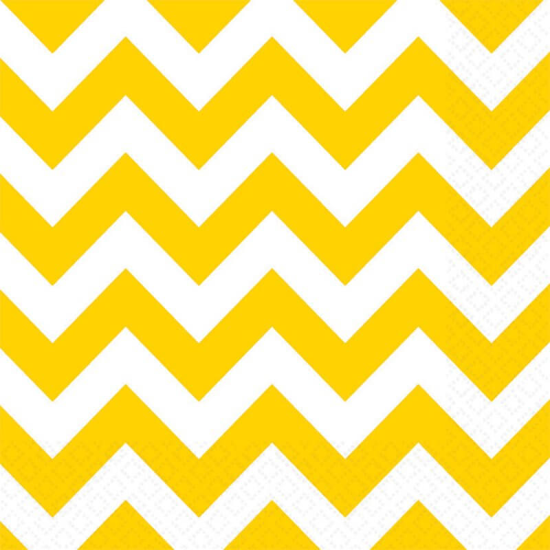 Amscan Chevron Lunch Napkins 16 Pack - Yellow Sunshine