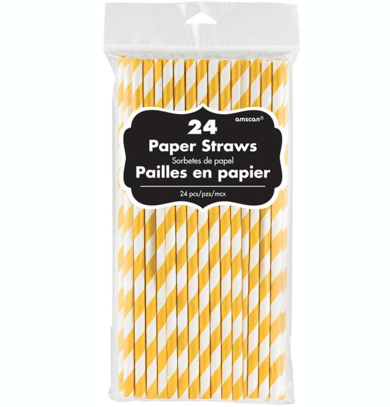Amscan Paper Straw 24 Pack - Yellow Sunshine