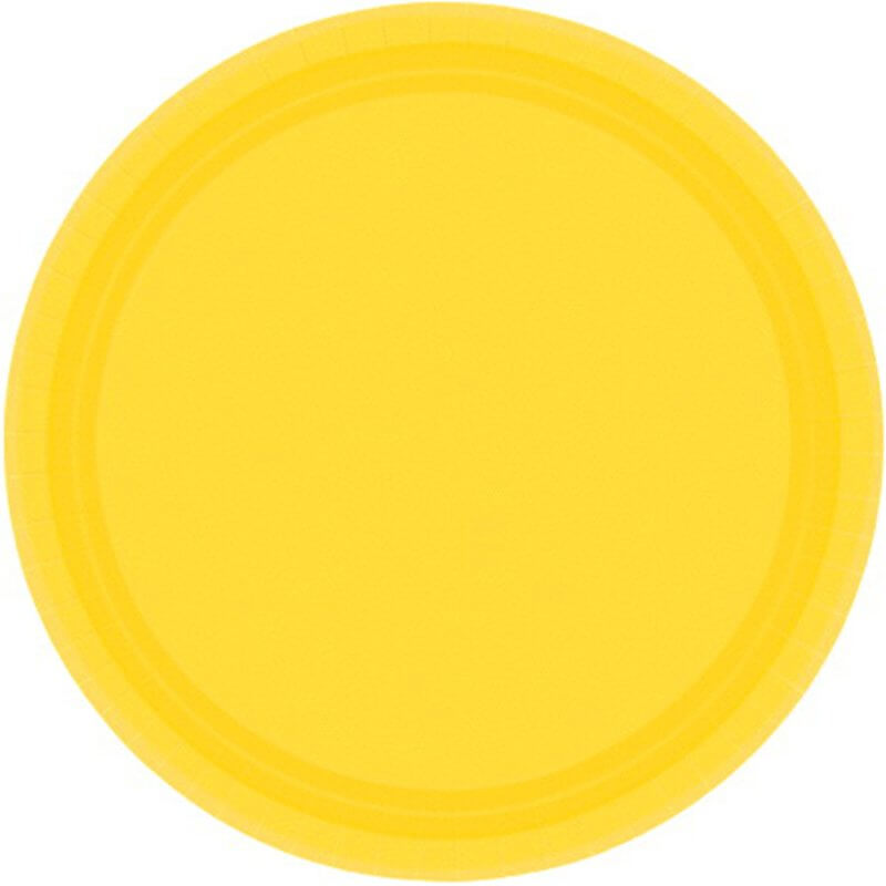 Amscan Round Paper Plates 23cm 20 Pack - Yellow Sunshine