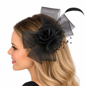 Amy Black Flower Fascinator Hair Clip