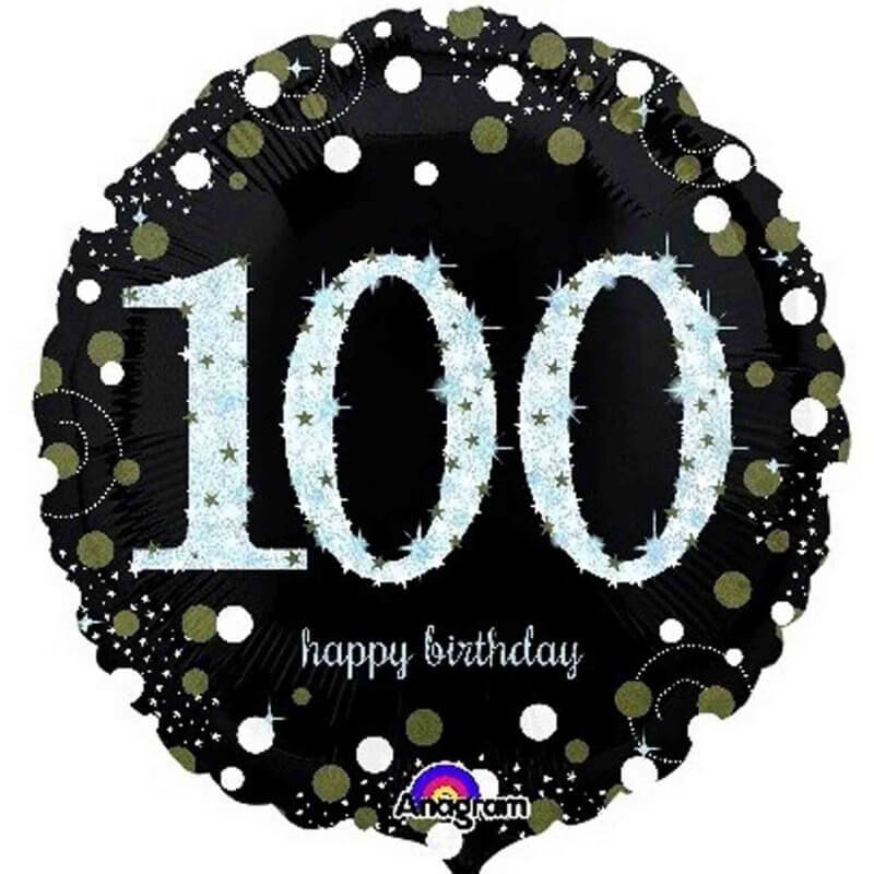 Holographic Sparkling 100th Birthday Foil Balloon 45cm