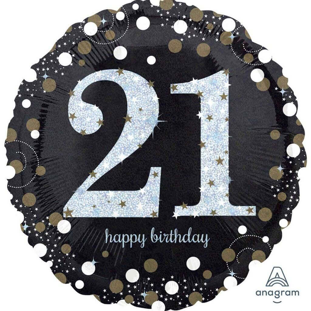 Holographic Sparkling 21st Birthday Foil Balloon 45cm