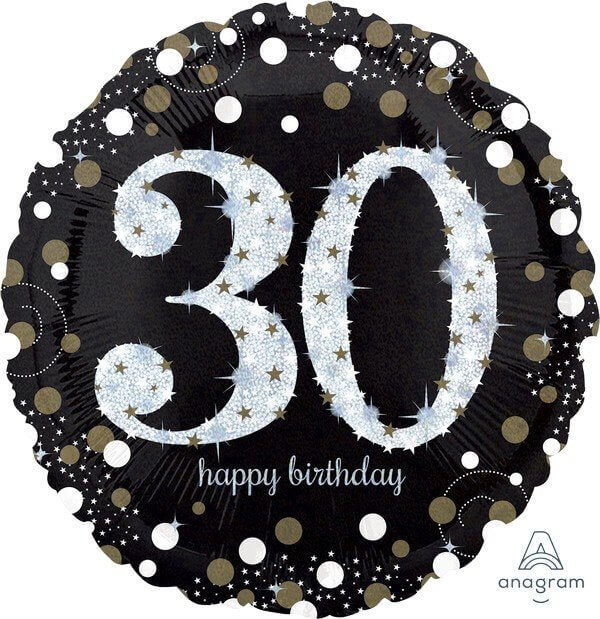 Holographic Sparkling 30th Birthday Foil Balloon 45cm