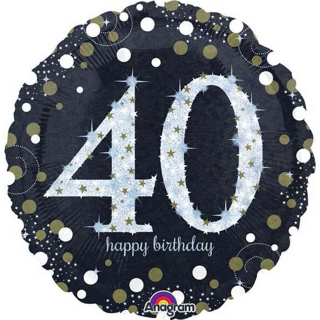 Holographic Sparkling 40th Birthday Foil Balloon 45cm