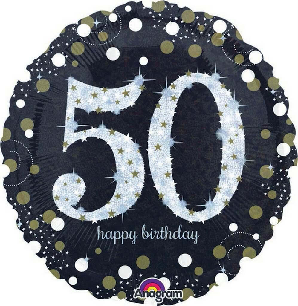 Holographic Sparkling 50th Birthday Foil Balloon 45cm