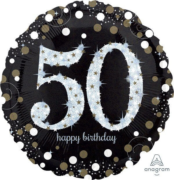 Jumbo Shape Holographic Sparkling 50th Birthday Foil Balloon 71cm