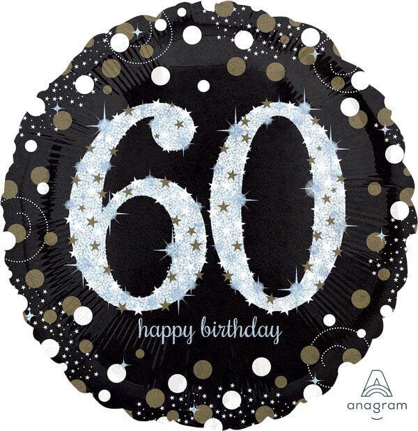 Jumbo Shape Holographic Sparkling 60th Birthday Foil Balloon 71cm