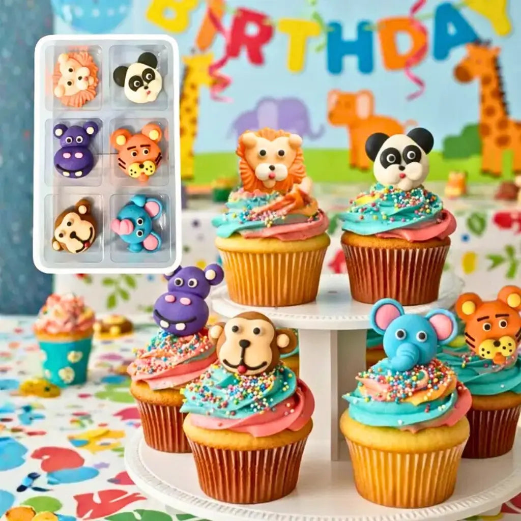 Lion tiger panda icing cake decorations