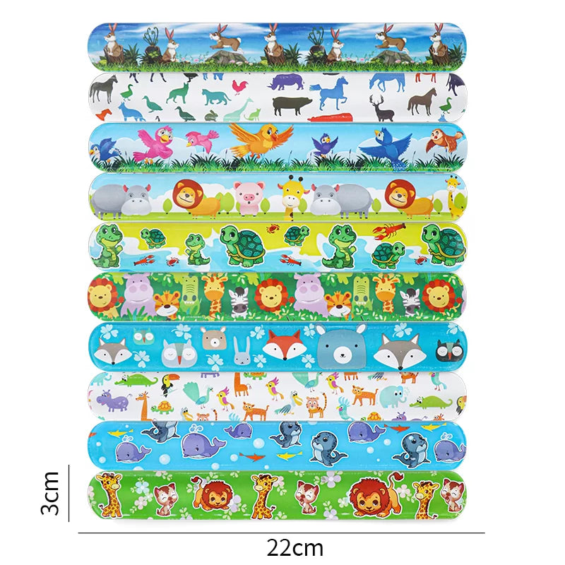 Animal Party Slap Bracelets Favours 8pk