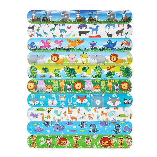 Animal Party Slap Bracelets Favours 8pk Jungle Safari Animal