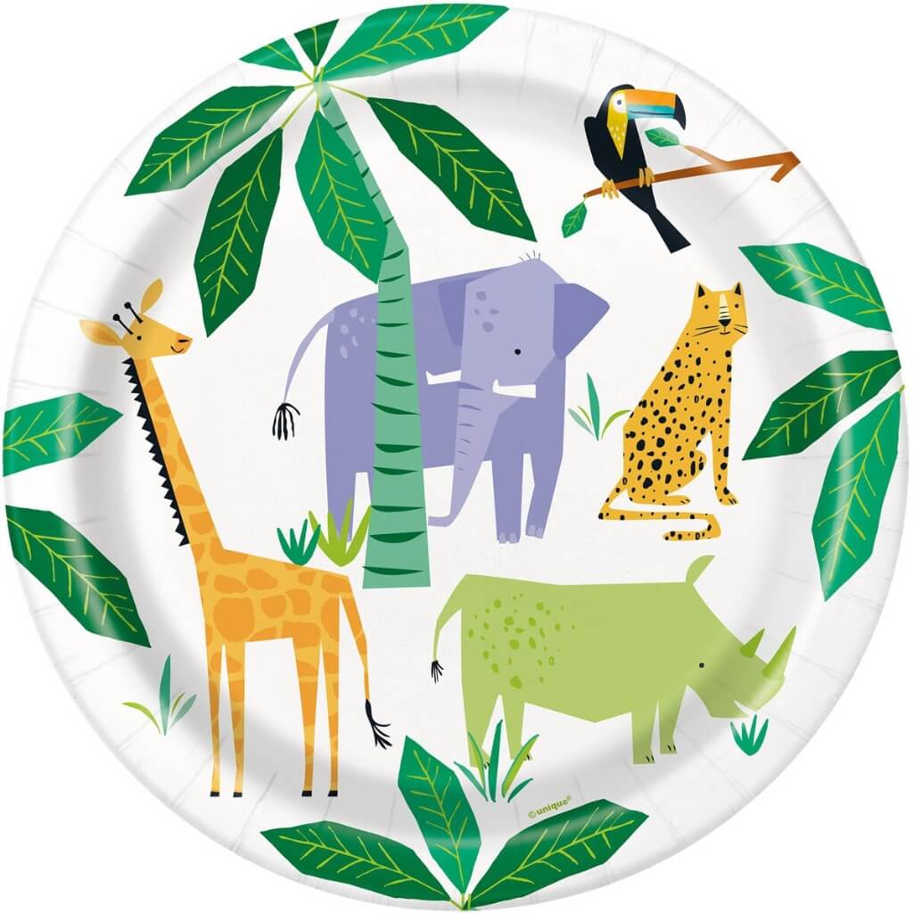 Large Animal Safari Paper Plates 23cm 8pk Childrens birthday party tableware supplies